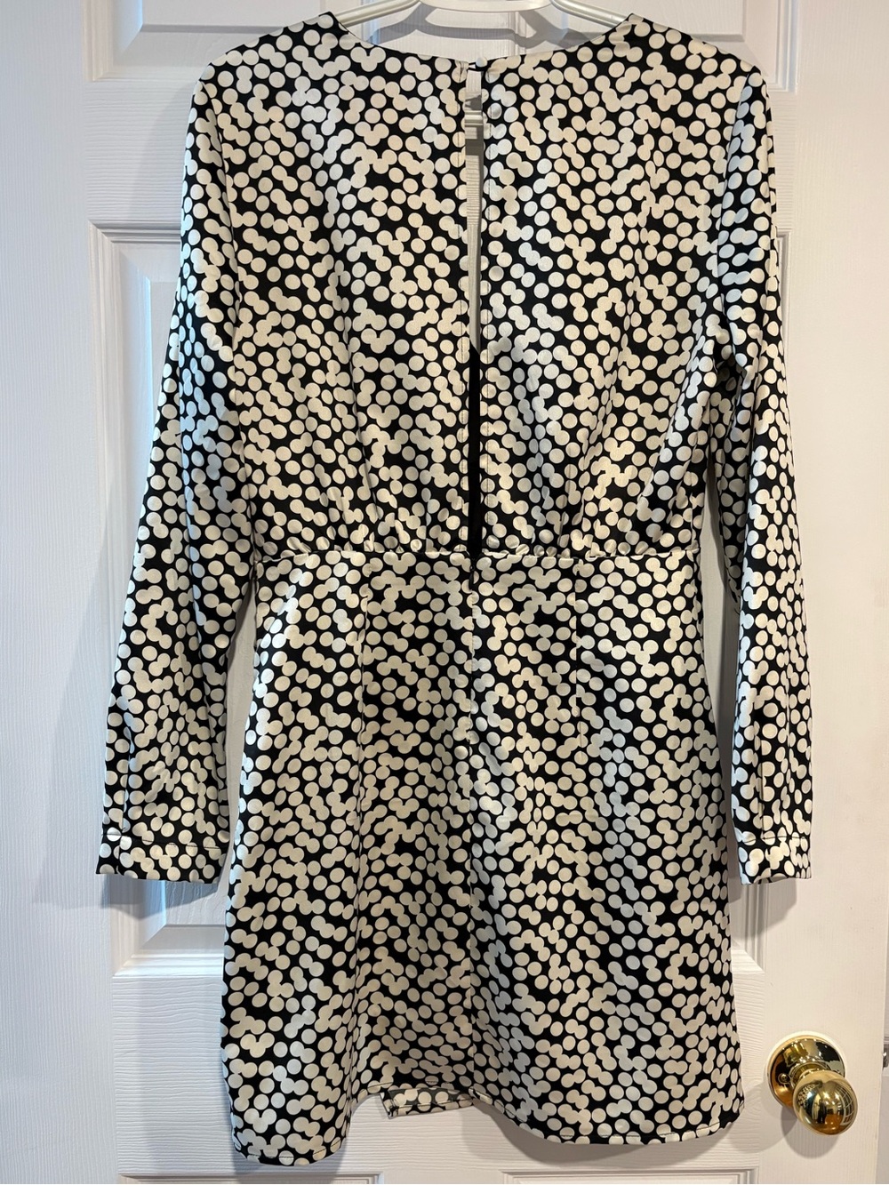Dynamite Black White Polka Dot Wrap Mini Dress Office Siren Parisian Chic S - Picture 4 of 8